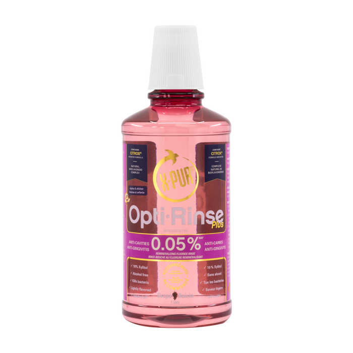 X-PUR Opti-Rinse Plus 0.05% NaF - Grape - Kid-Friendly - 500 ML - Oral Science
